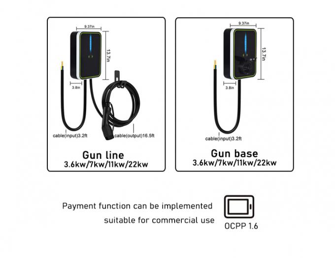 Electric Car Wallbox Pulsar Plus Ev Charger Gun Line 3.6KW / 7KW / 11KW / 22KW 2