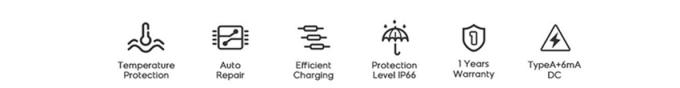 EVCOME 7KW 11kw Mode 2 EV Charger 230v 32A Type 2 Charging Point Plug 5 Meters Cable 1