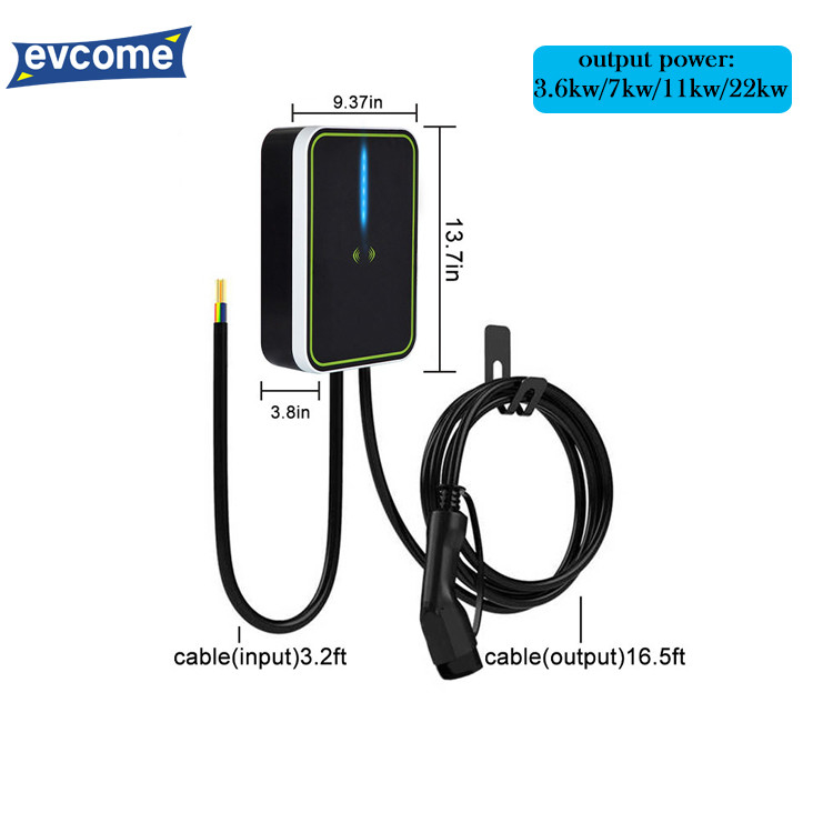 Wifi / RFID / APP / 5m Cable Wallbox Ev Charger SAE J1772 / IEC62196  Ev Charger Station