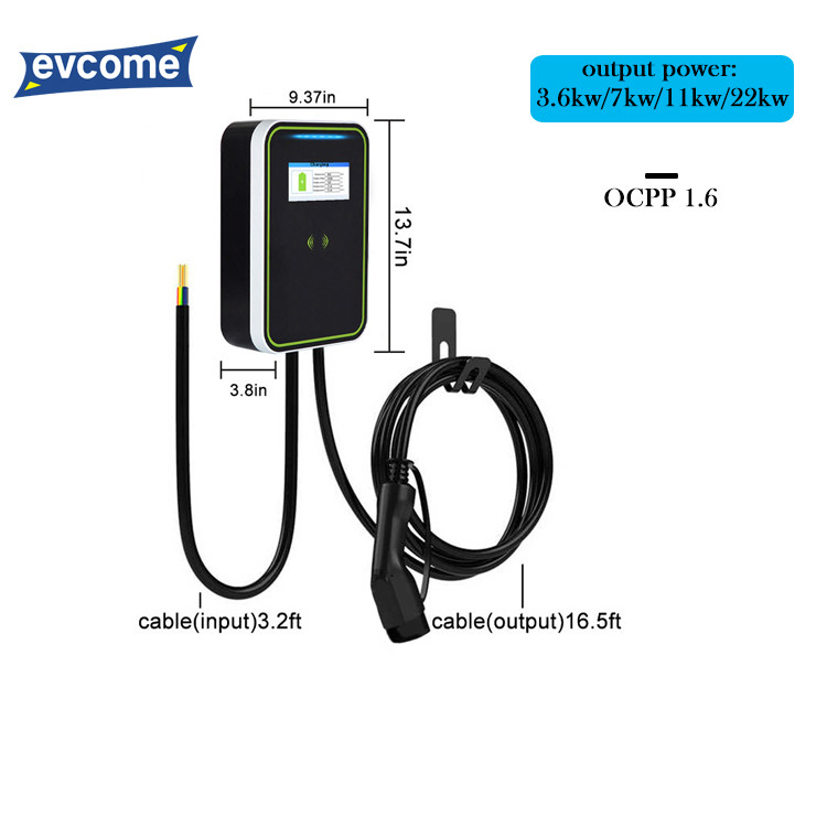 EV-HW Electric Car Charging Wall Box 16A / 32A Gun Line With OCPP 1.6 Payment Features