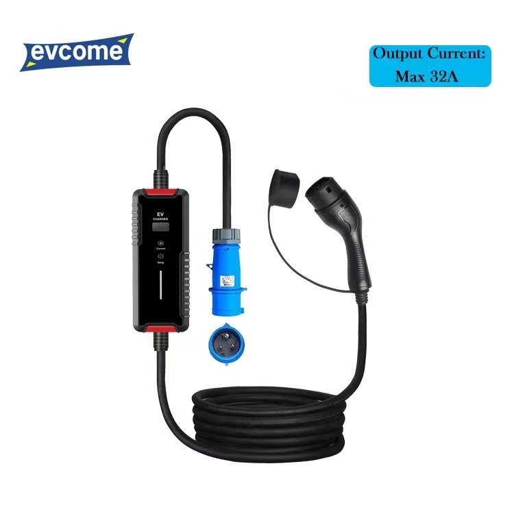 EVCOME Ev Charger Portable Max 32A Ajutable 3.6KW 7KW 11KW With IEC 62196 &amp; SAE J1772 &amp; GBT 20234